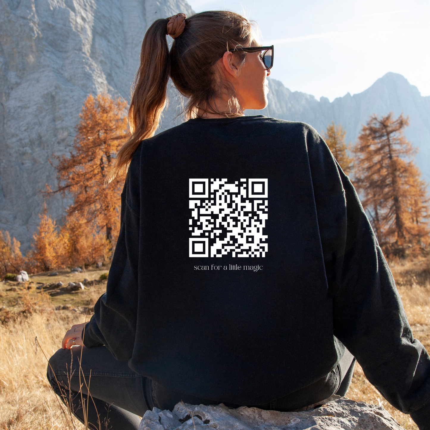 Secret Message QR Code Sweatshirt – Scan for Daily Inspiration